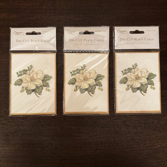Vintage NEW Caspari Die-Cut Place Cards Magnolia 3 Packs Southern Luncheons - Picture 1 of 11